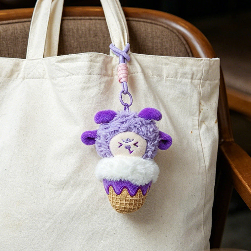 Plush Lion Ice Cream Bag Charm with Knotted Rope Strap Stornfield