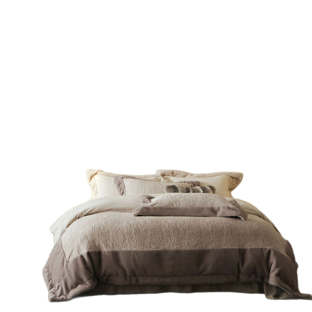Plush Faux-Fur Reversible Down-Alternative Comforter Set with Velvet-Texture Shams