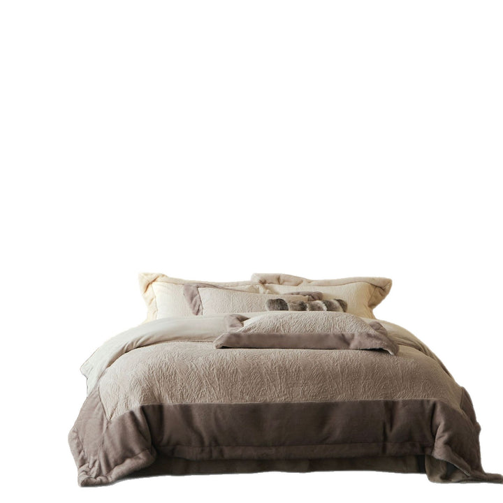 Plush Faux-Fur Reversible Down-Alternative Comforter Set with Velvet-Texture Shams