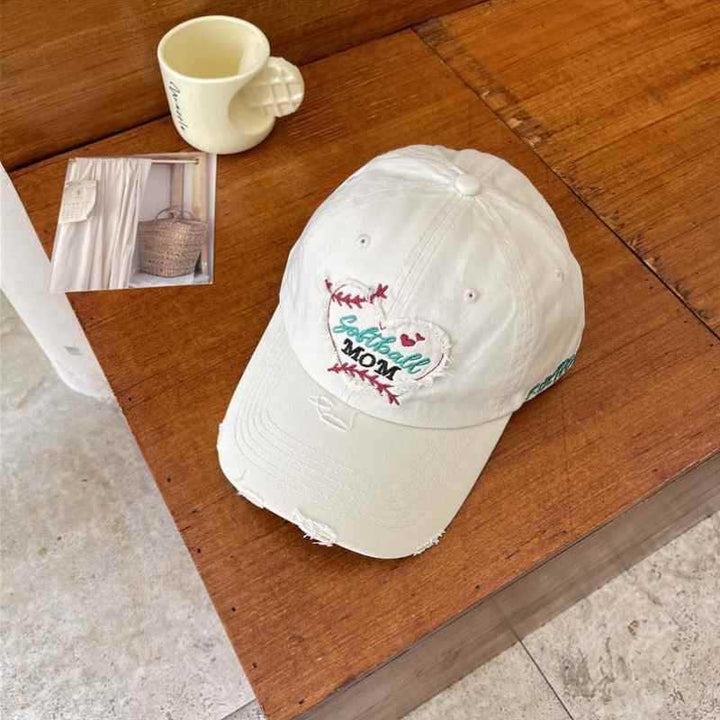 Women's Distressed Heart-Embroidered Baseball Cap Stornfield