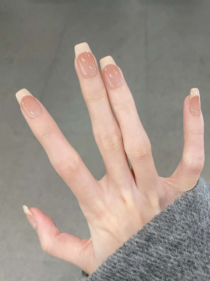 Glossy French Tip Press-On Nails
