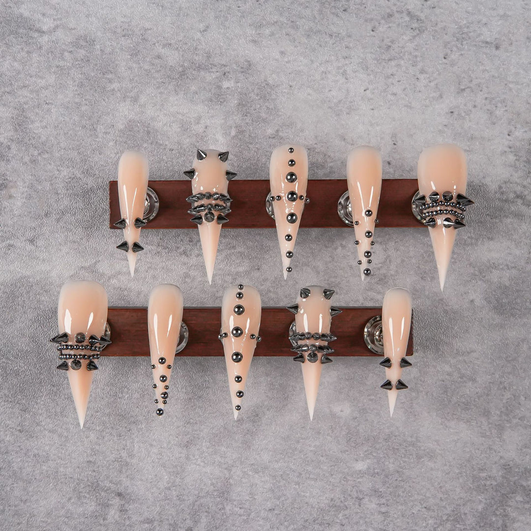 Stiletto Press-On Nail Enhancements with Gem Accents