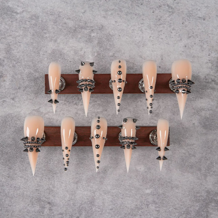 Stiletto Press-On Nail Enhancements with Gem Accents