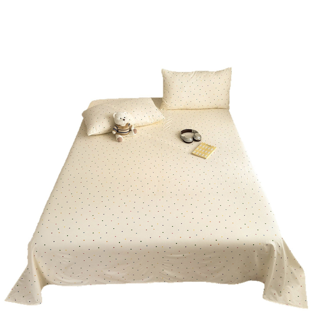 Bow-Print Cotton Sateen Fitted Sheet Set with Pillowcases