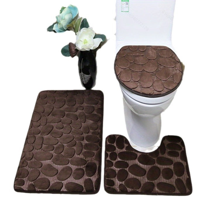 Textured Stone Pattern Bath Mat Set Stornfield