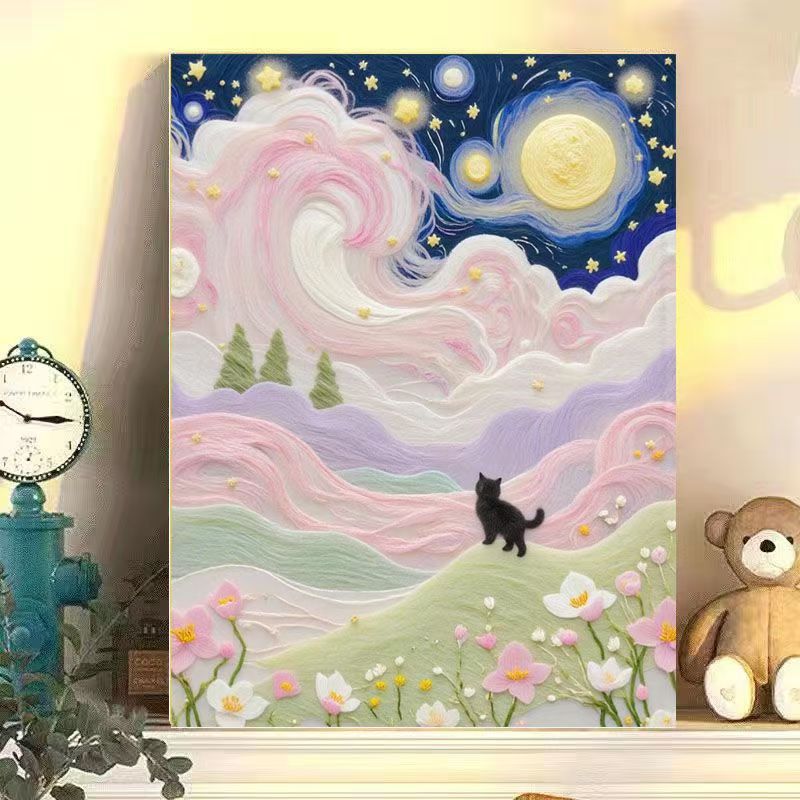 Whimsical Cat Landscape Canvas Art Stornfield