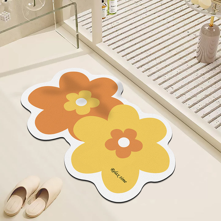 Floral Design Bath Mat for Bathroom