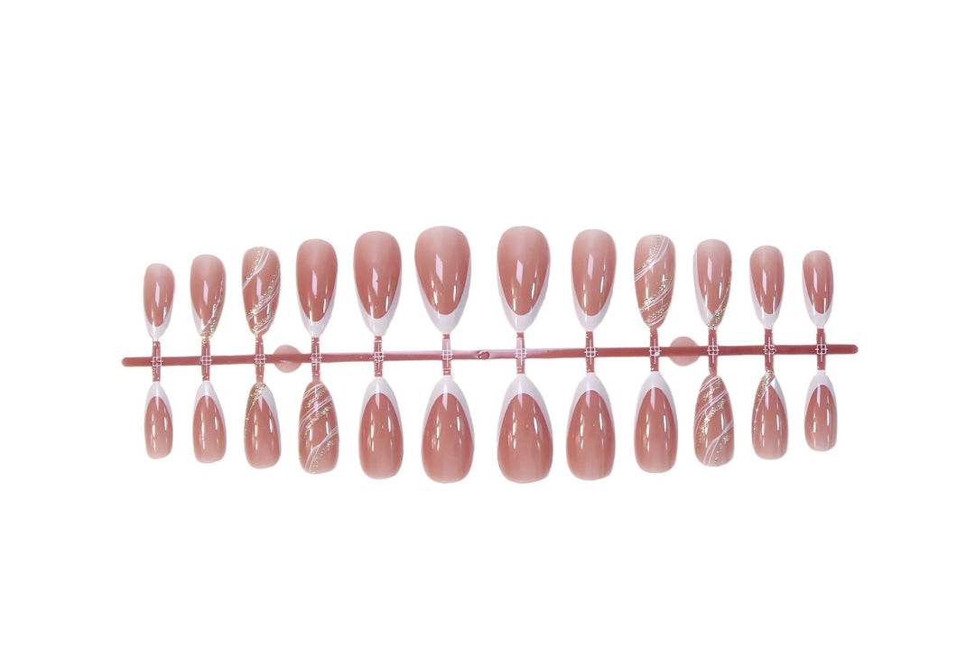 Artificial nails with elegant French tips and glittering accents Stornfield