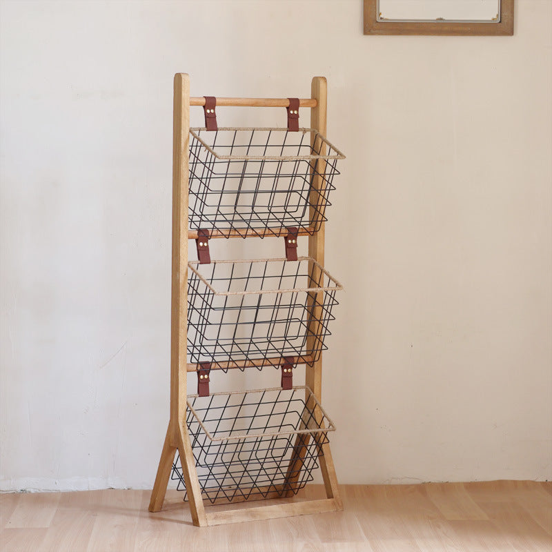 High-quality storage tower made of wood with metal baskets Stornfield