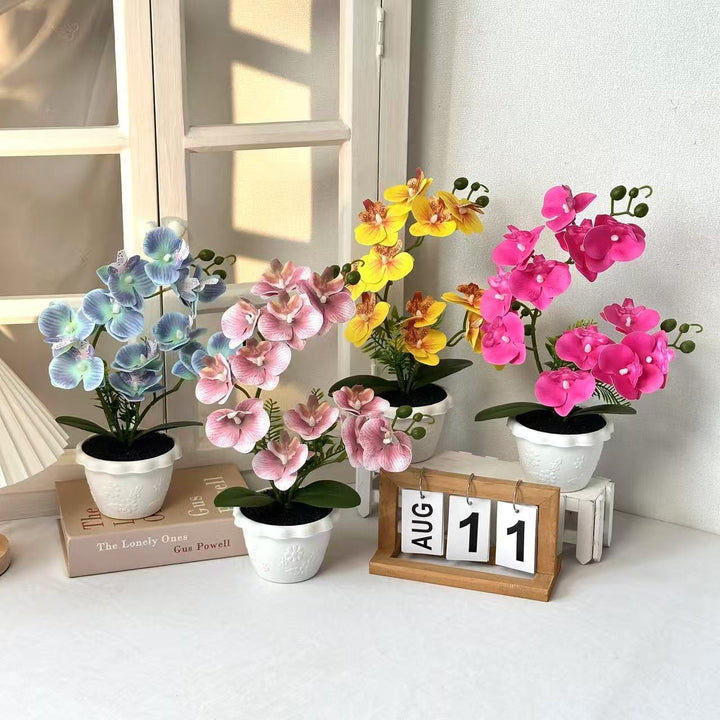 Elegant Artificial Orchid Flower Arrangement for Indoor Home Decor