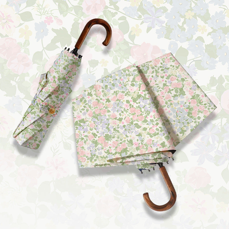 Women Folding Umbrella with Exquisite Floral Design Stornfield