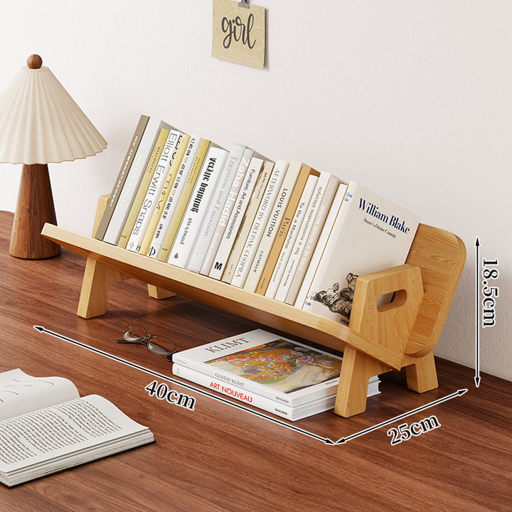 Angled Bamboo Desktop Book and Magazine Rack with Non-Slip Rods