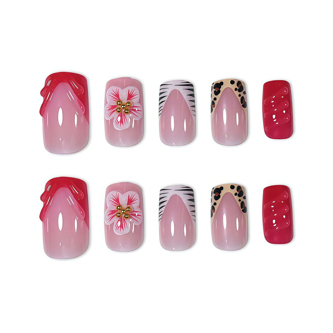 Decorative Press-On Nail Art with Floral Designs Stornfield