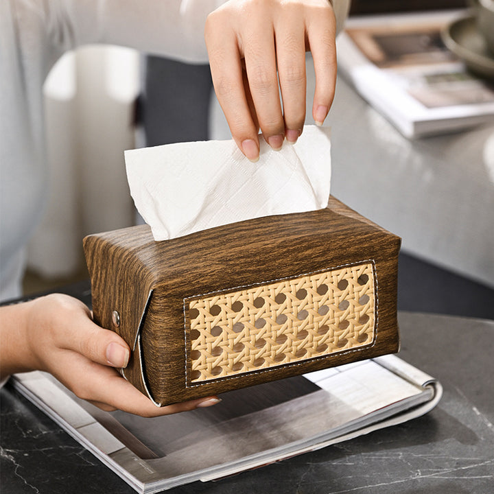 Decorative Rattan Patterned Tissue Box Holder Stornfield