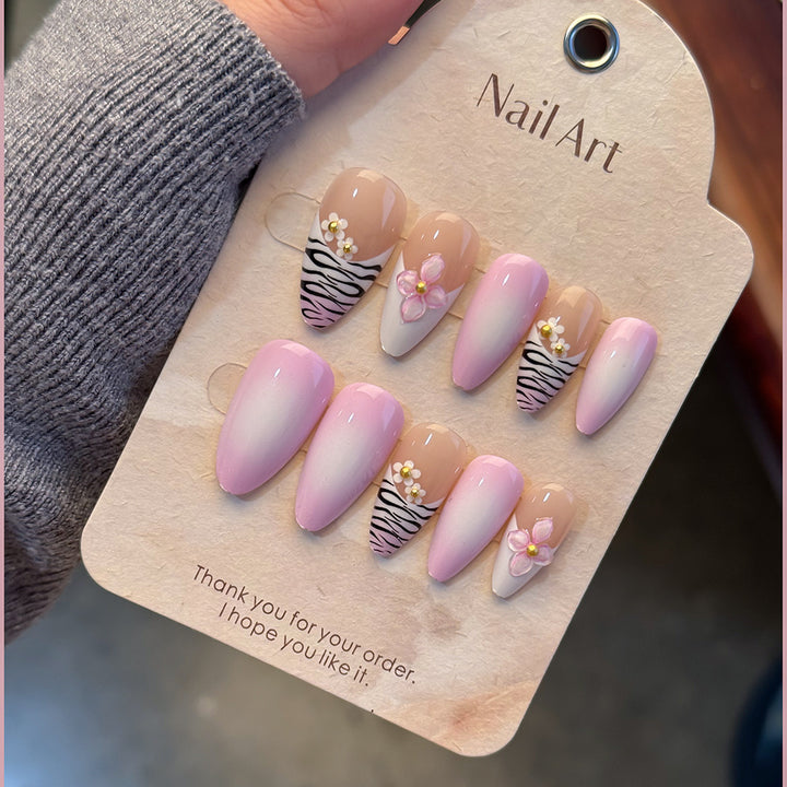 Elegant Floral Embellished Press-On Nails Stornfield