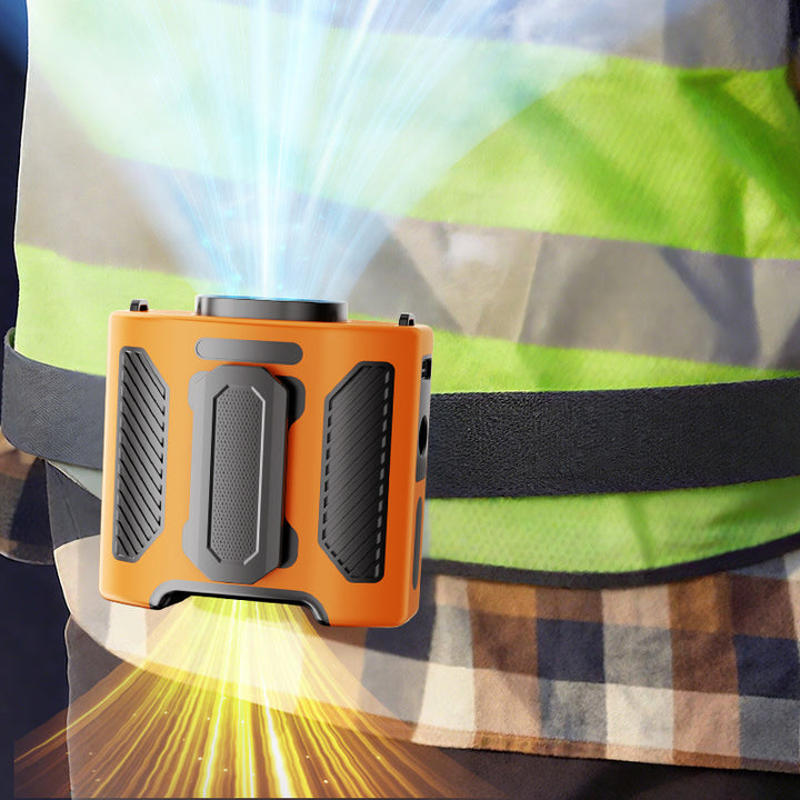 Cooling portable dual-channel rechargeable clip-on wearable cooling fan with emergency light and USB charging Stornfield