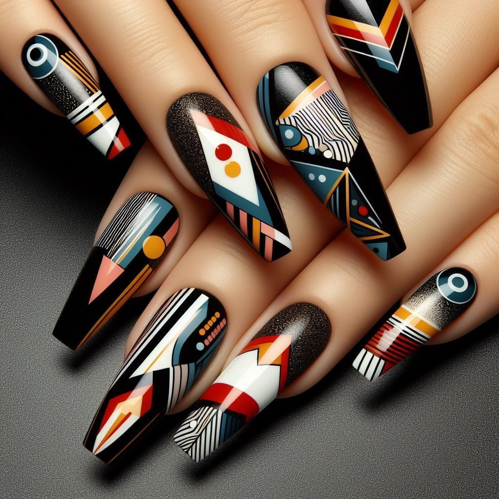 Artificial nails with creative tribal design Stornfield
