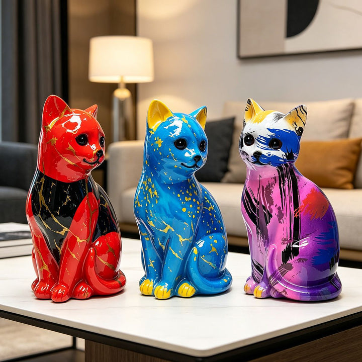 Artistic cat figurine in vibrant design Stornfield