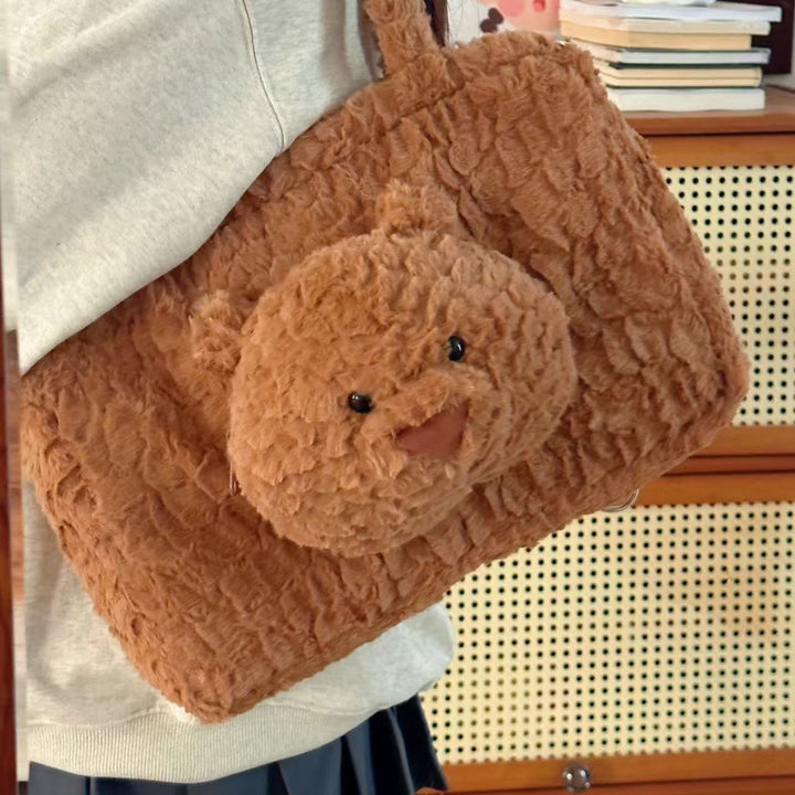 Cute Animal-Themed Plush Tote Bag
