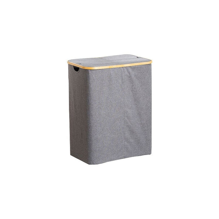 Storage basket with lid made of fabric and bamboo Stornfield
