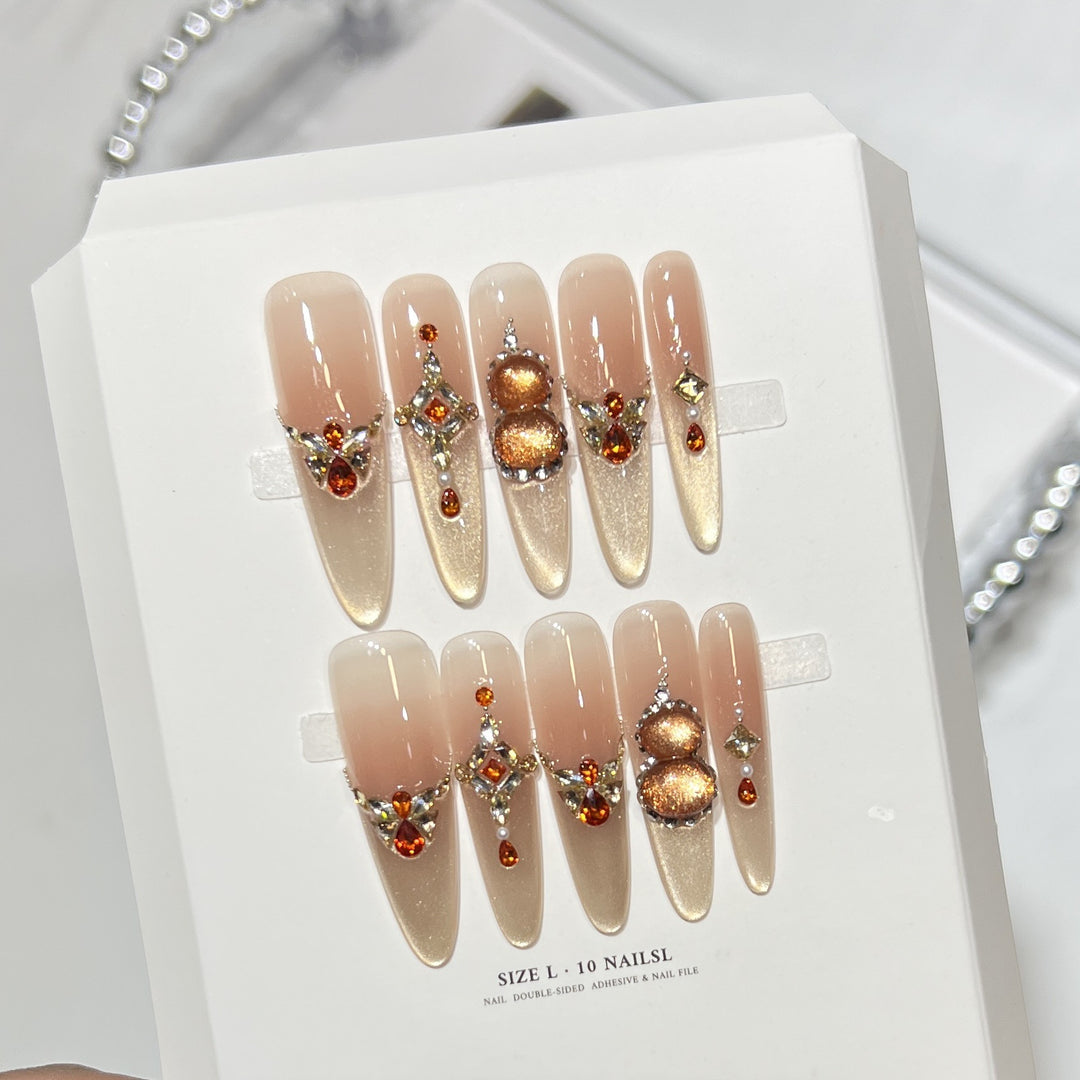 Decorative Stiletto Press-On Nail Set with Gemstone Accents Stornfield 1788224085