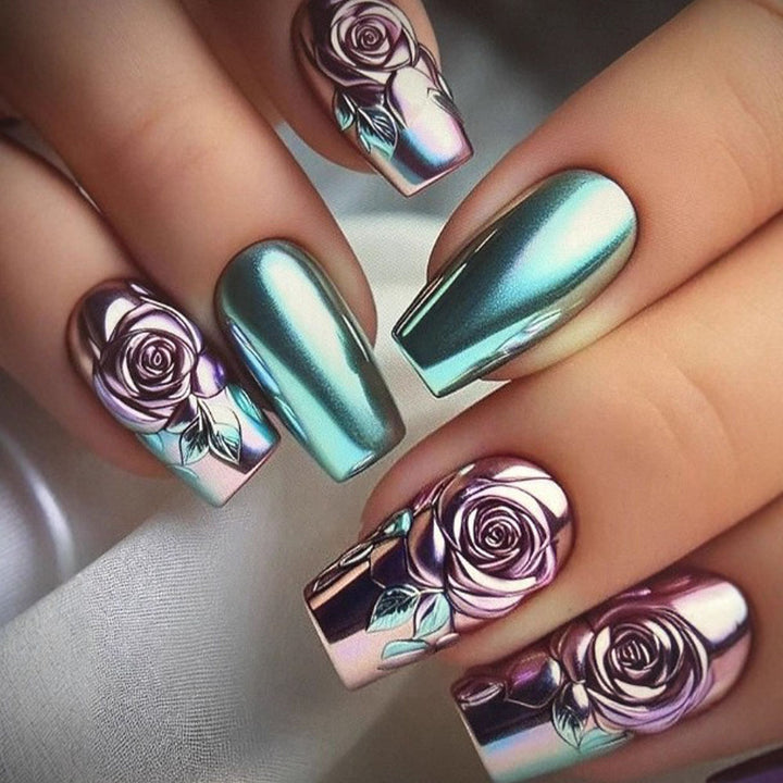 Artificial nails with elegant rose design Stornfield