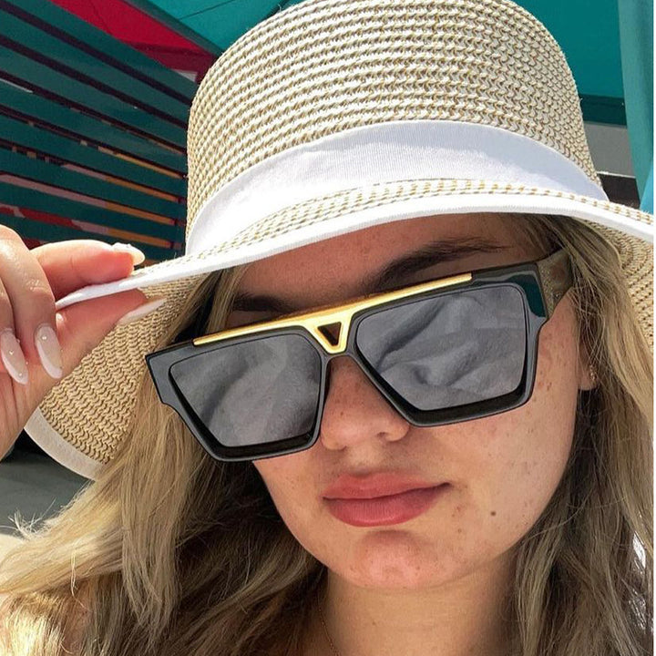 Ladies fashionable oversized sunglasses with stylish golden accent Stornfield