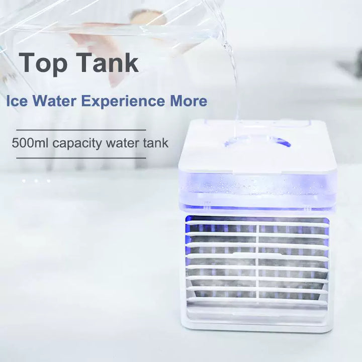 Unisex one size compact desktop evaporative air cooler with removable top fill container and adjustable direction louvers Stornfield