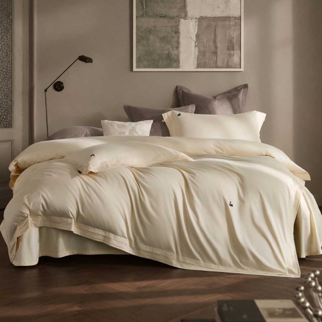 Breathable Long-Staple Cotton Duvet Cover Set with Micro-Embroidered Logo and Envelope Closure
