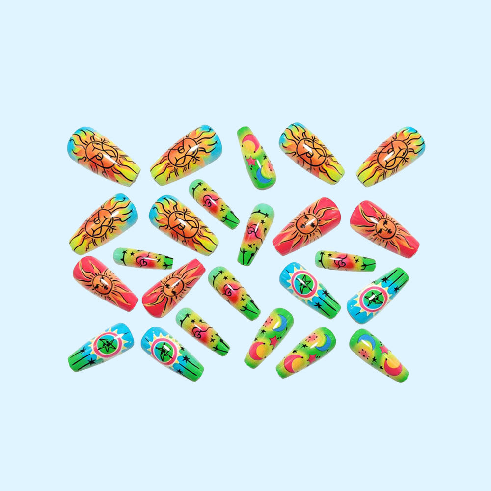 Creative neon-themed art nails with fantastic patterns Stornfield