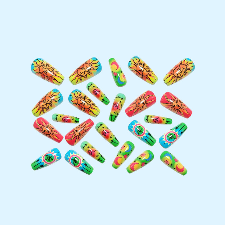 Creative neon-themed art nails with fantastic patterns Stornfield