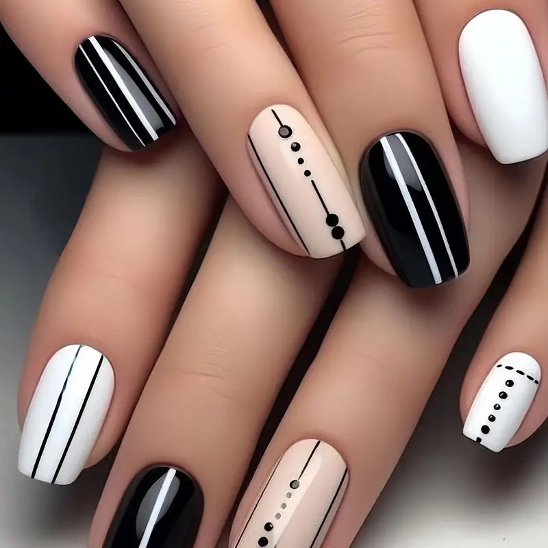 Artistic Geometric Press-On Nail Art Stornfield