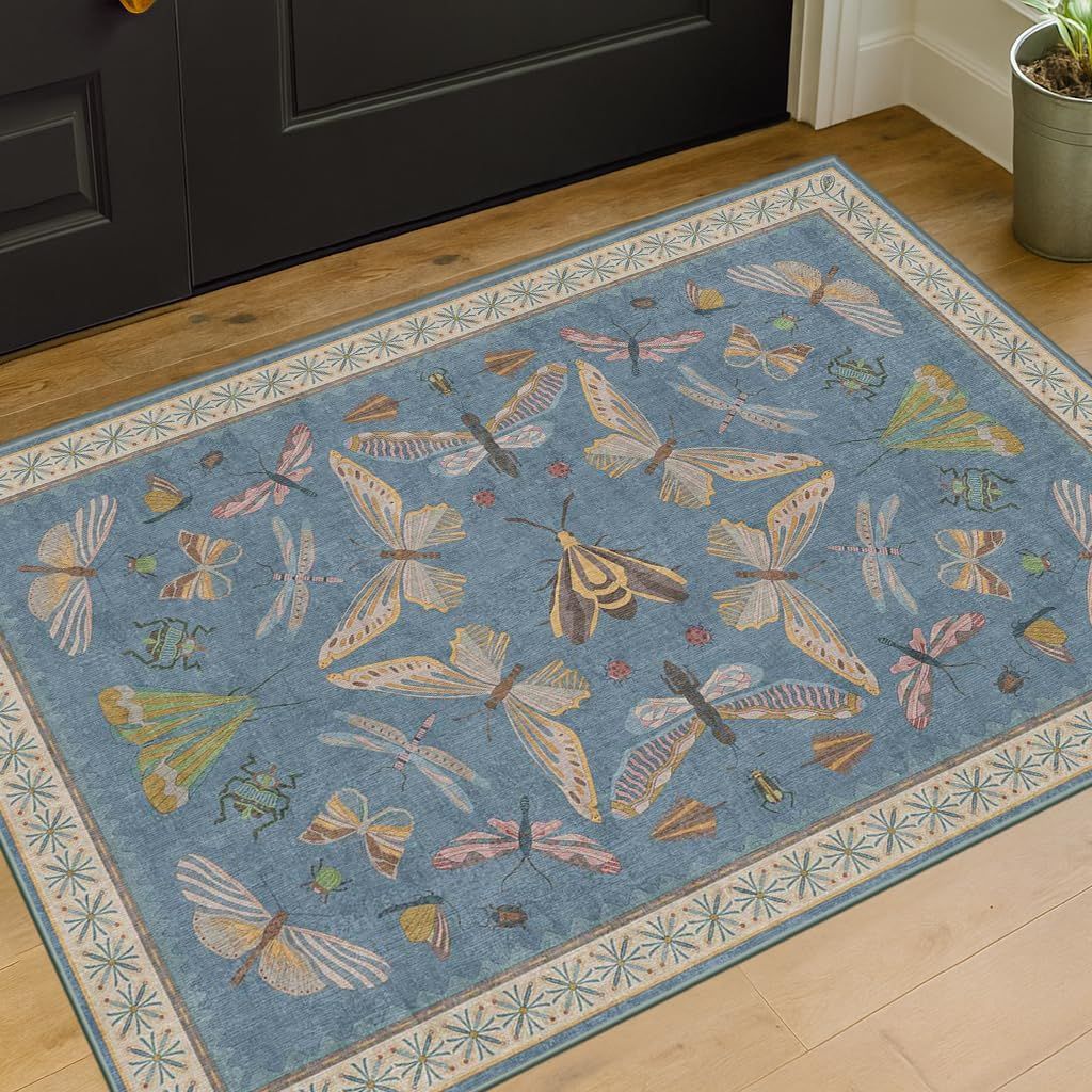 Artistic Butterfly Design Area Rug