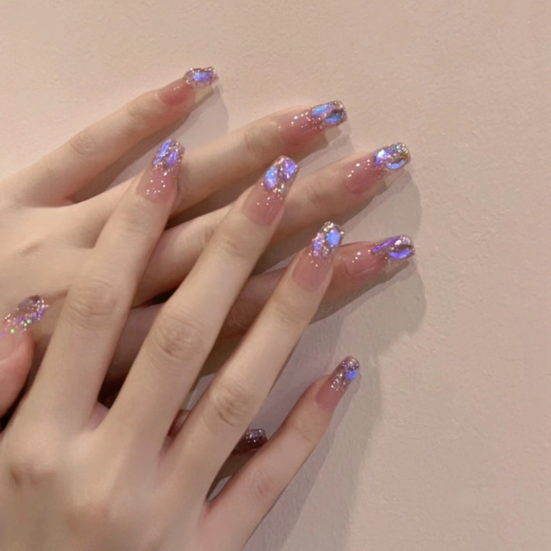 Artificial nail set with glamorous glitter accents and elegant elements Stornfield