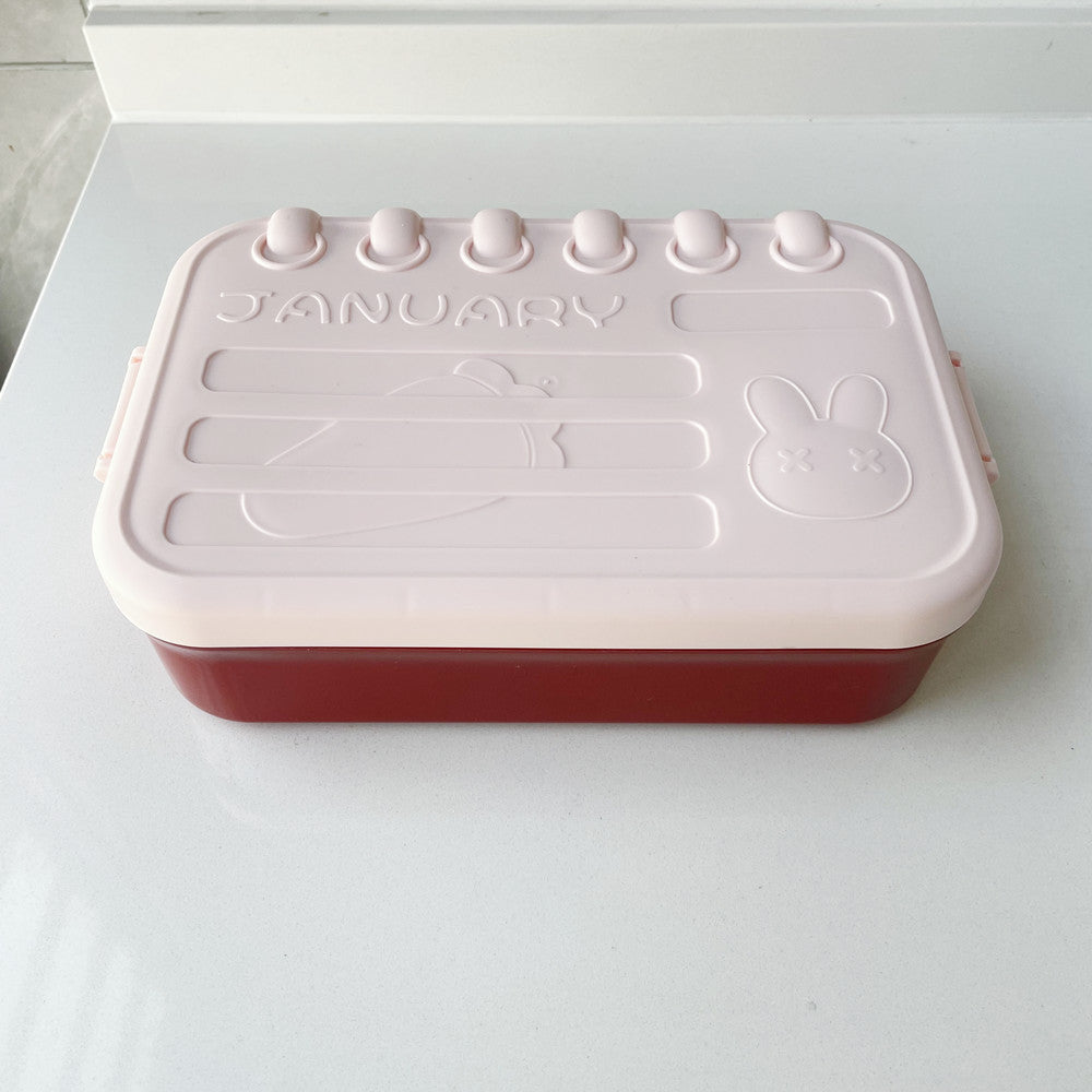 Multi-Compartment Cute Bunny-Themed Lunch Box with Utensils