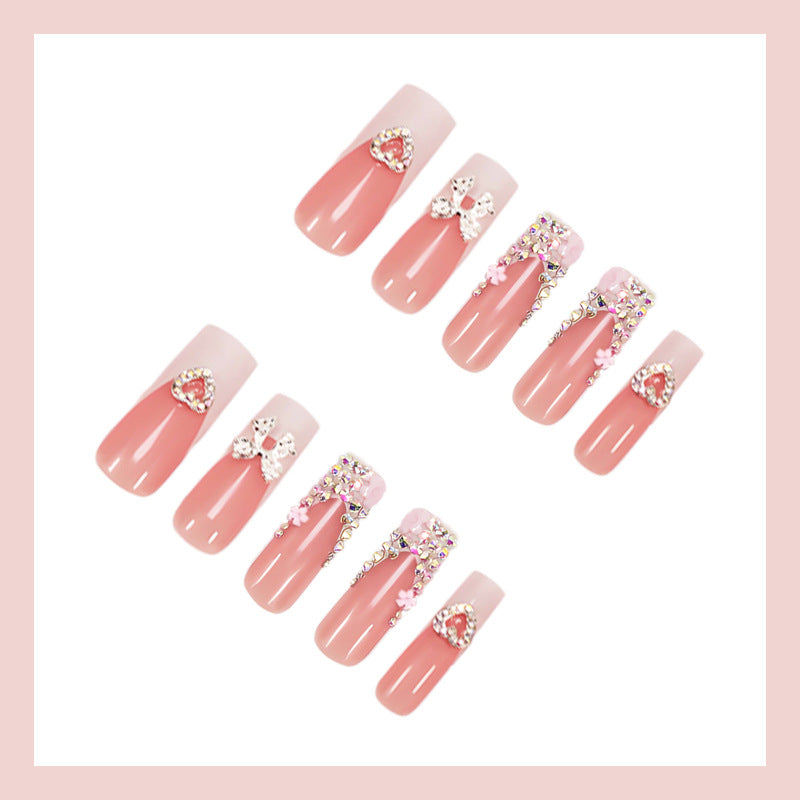 Nail set with glamorous 3D flower embellishments Stornfield