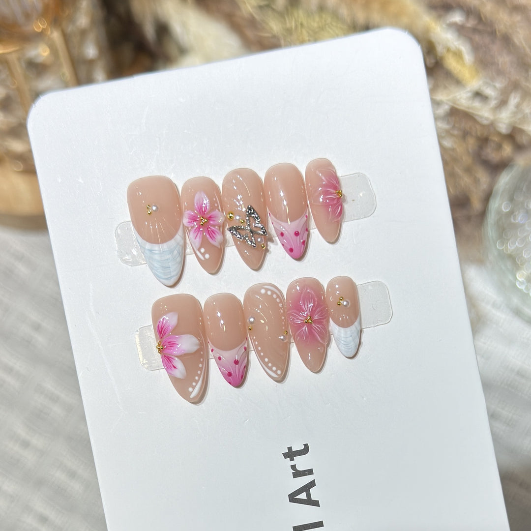Floral Accent Press-On Nail Art Set Stornfield