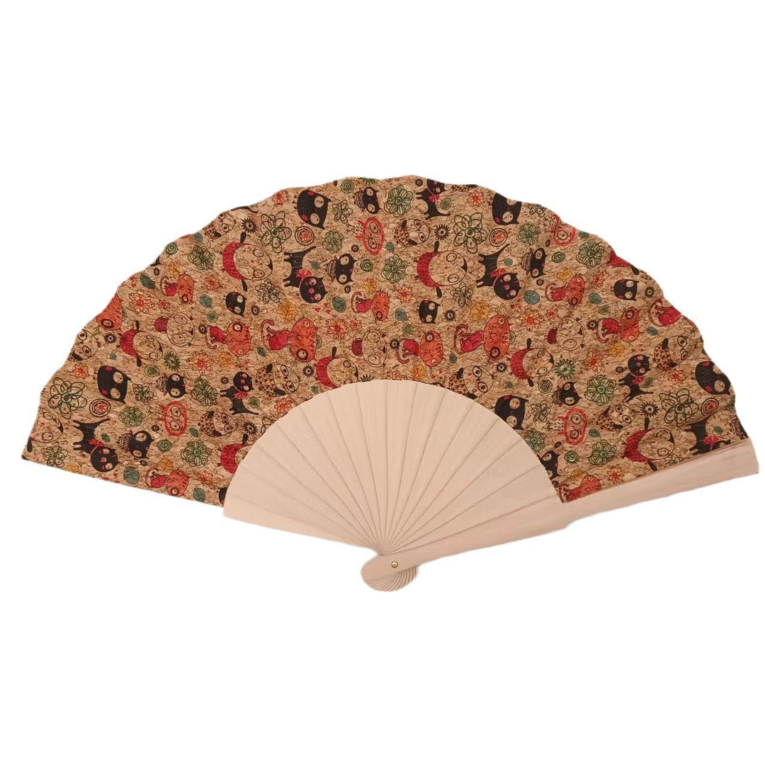 Ladies handcrafted fan made of cork and wood Stornfield