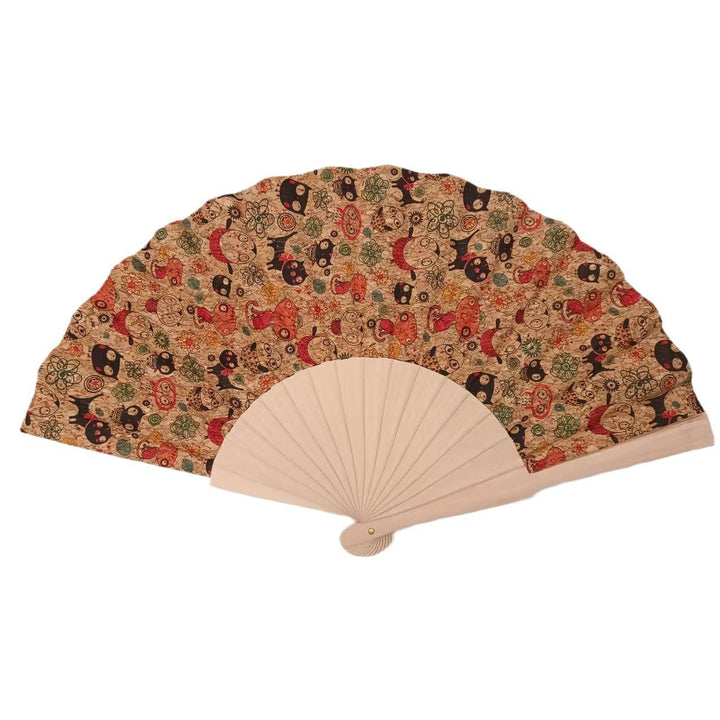 Ladies handcrafted fan made of cork and wood Stornfield