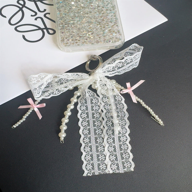 Elegant Lace and Pearl Keychain Stornfield