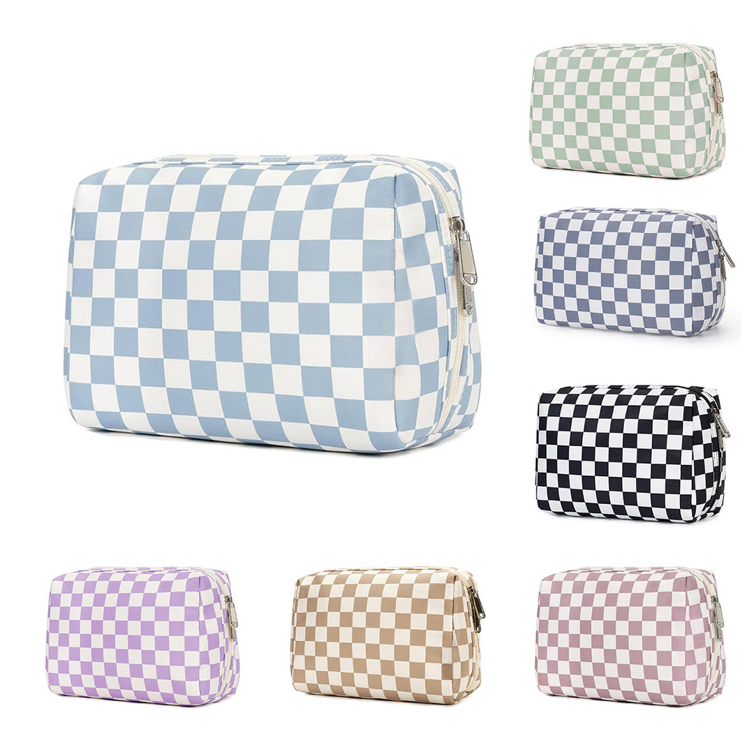 Stylish cosmetic bag with checked pattern Stornfield