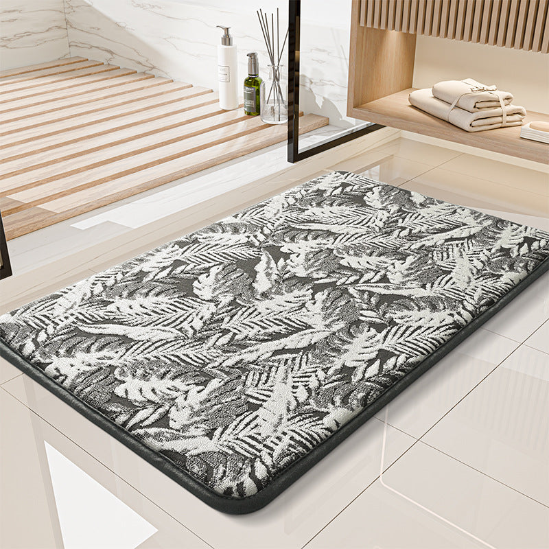 Plush Tropical Leaf Bath Mat