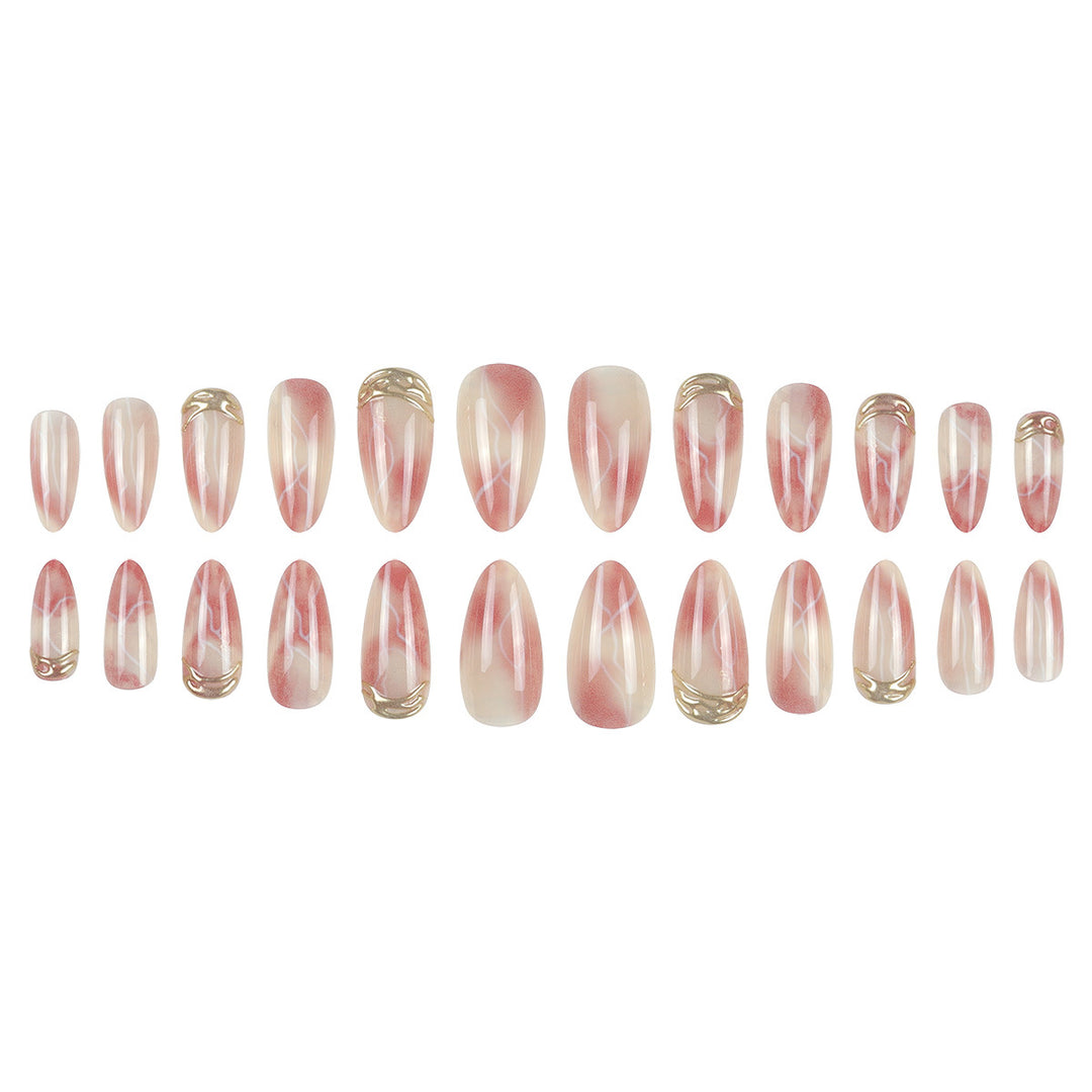 Elegant Stiletto Press-On Nail Set with Marble Design Stornfield