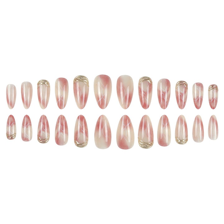 Elegant Stiletto Press-On Nail Set with Marble Design Stornfield