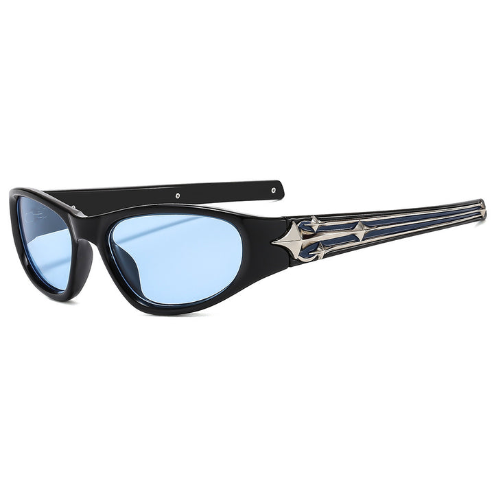 Fashion-Forward Shield Sunglasses with Decorative Frame Design Stornfield