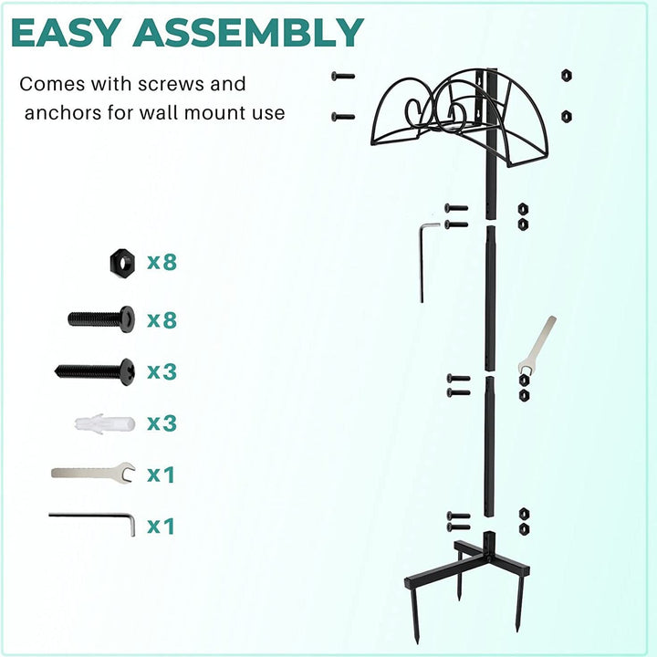 ornate wrought iron outdoor garden hose stand with rustproof powder-coated finish Stornfield