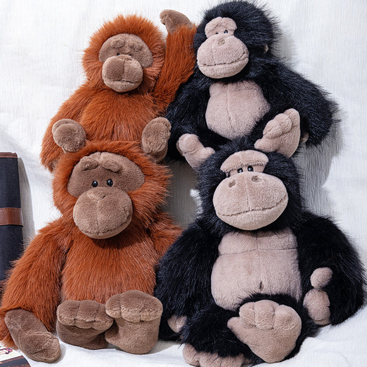 Plush Sitting Gorilla Toy with Long Faux Fur and Soft Bean-Fill Stornfield