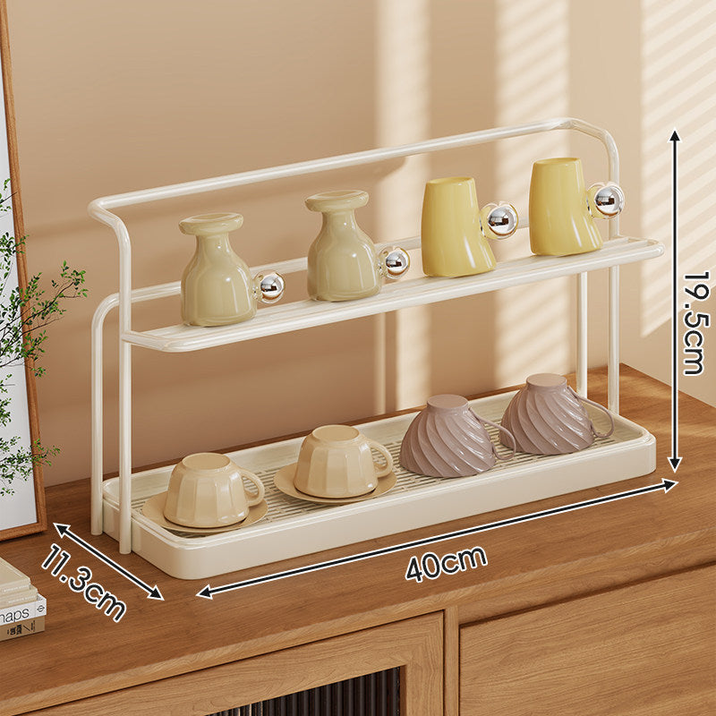 Two-Tier Countertop Cup and Mug Drying Rack with Removable Drip Tray