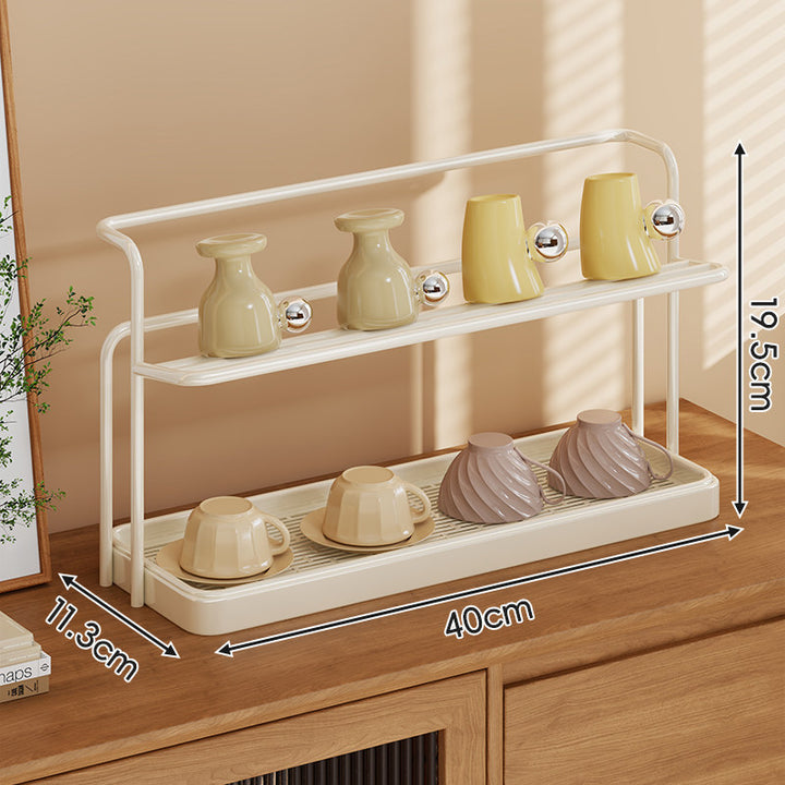 Two-Tier Countertop Cup and Mug Drying Rack with Removable Drip Tray