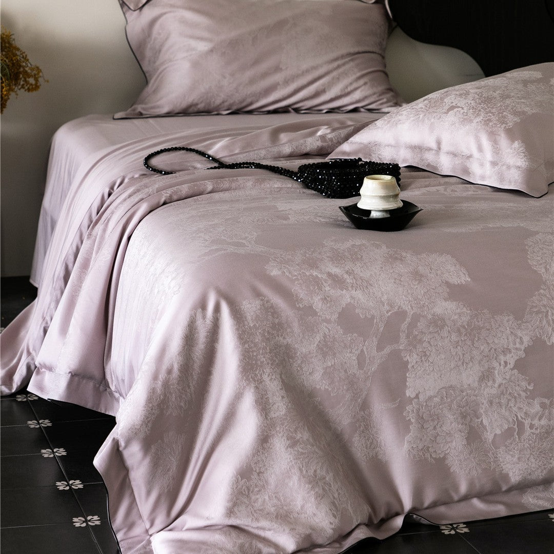 Silky Jacquard Crocodile-Embossed Duvet Cover and Pillowcase Set